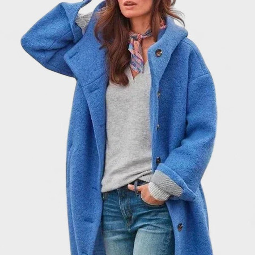 Uomaboutique Astrid lang frakke med hætte 4