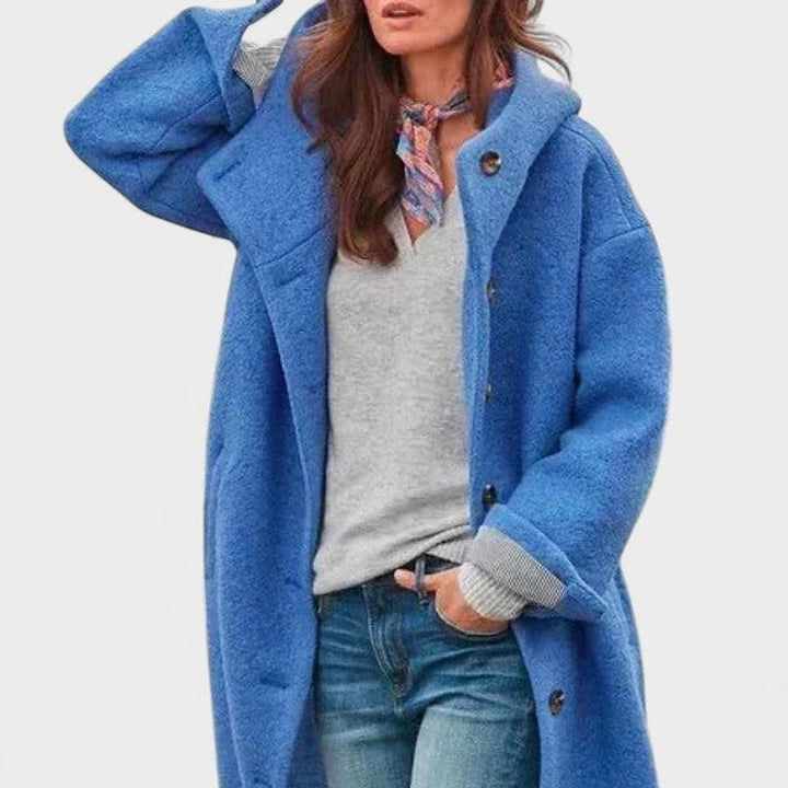 Uomaboutique Astrid lang frakke med hætte 4