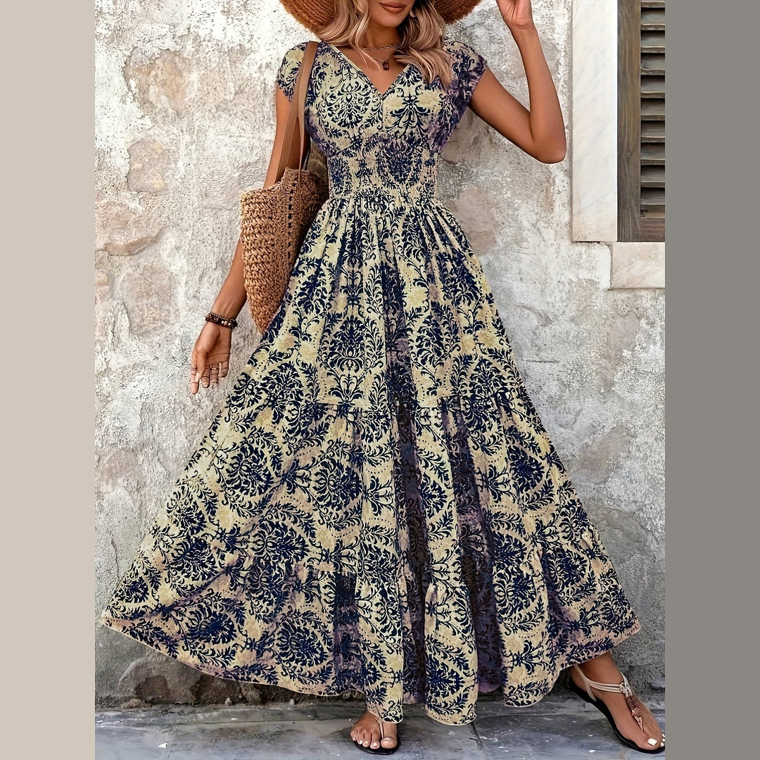 Uomaboutique Camilla blomstret lang kjole 1